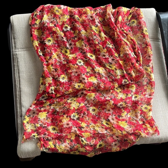Red & Yellow Floral Scarf - Picture 1 of 2